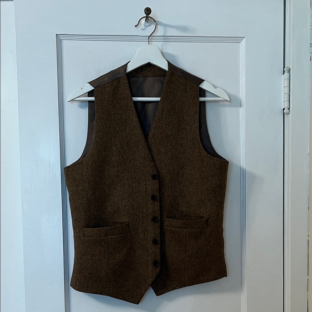 Rust Herringbone Tweed Vest and Pants - Picture 5 of 12